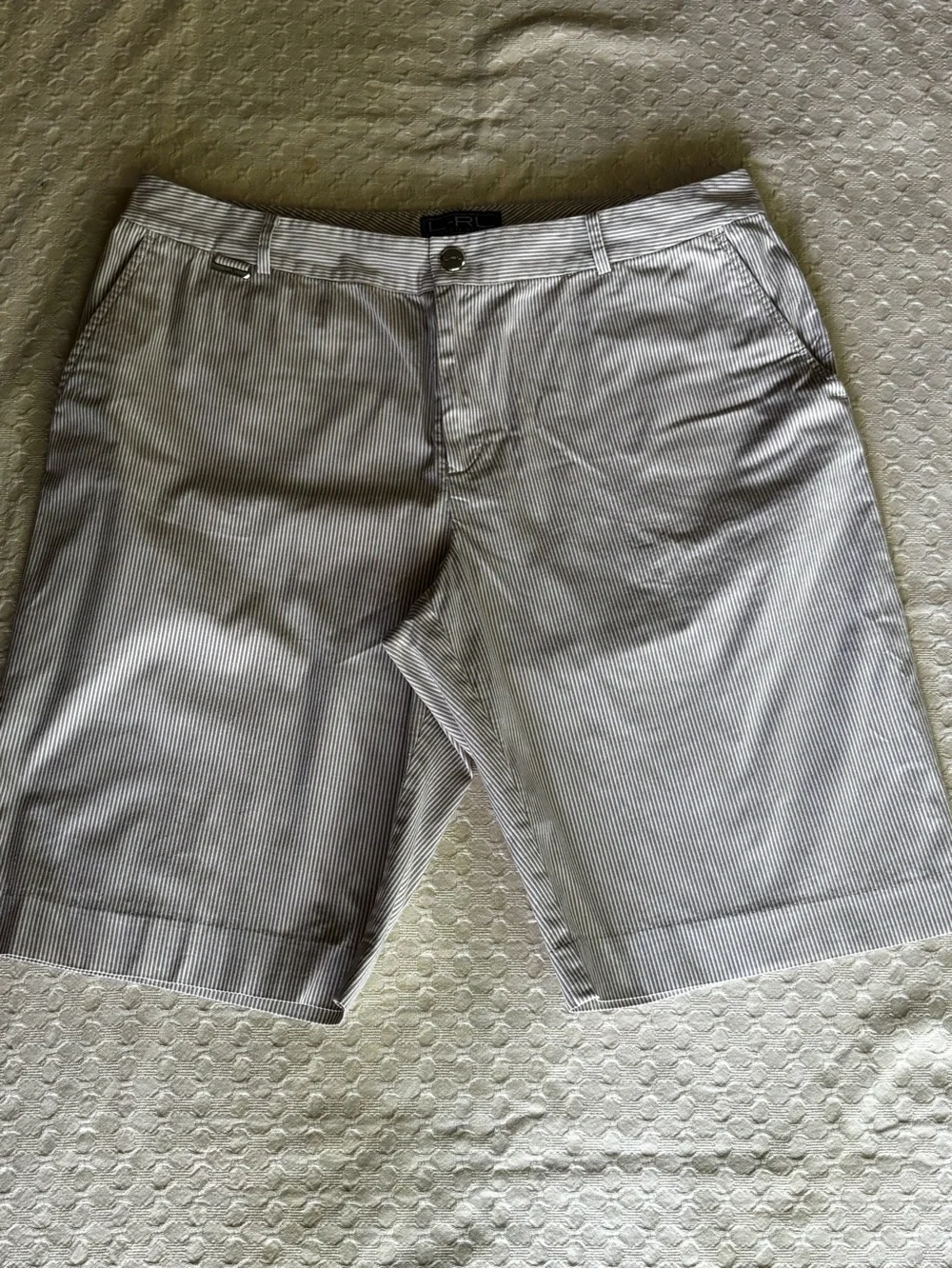 Ralph Lauren Beige Pinstriped Flat Front Men's Shorts